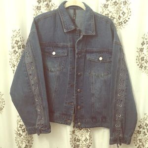 Lace up jean denim jacket forever21 tic toc medium